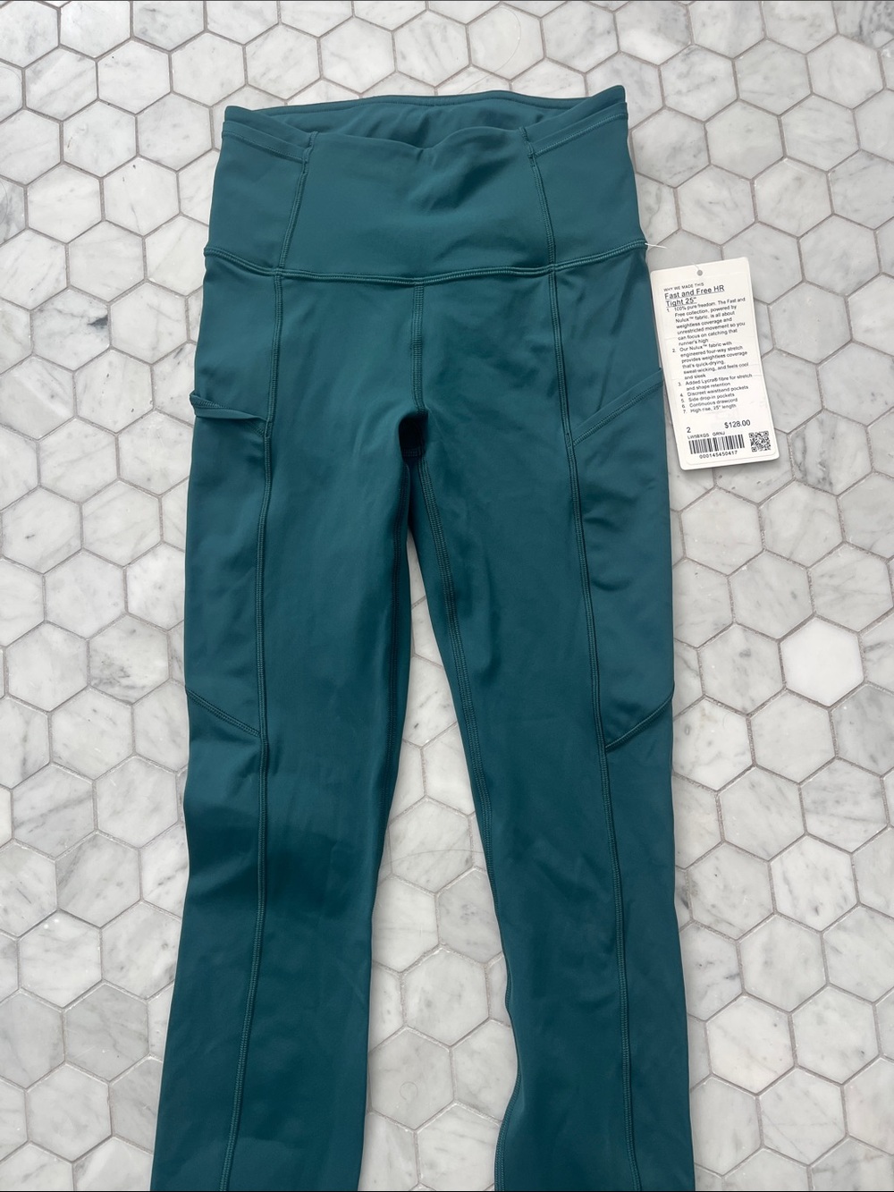 Lululemon Fast and Free HR tight 25” in a green/teal